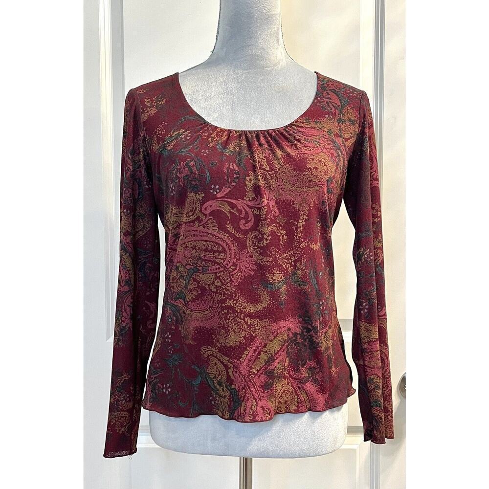 J. Jill Vintage Paisley Blouse Top Long Sleeve Boho Hippie Fairy Size Small
